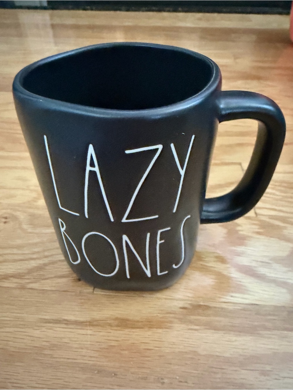 Rae Dunn Novelty Black "Lazy Bones" Ceramic Coffee Mug - Halloween